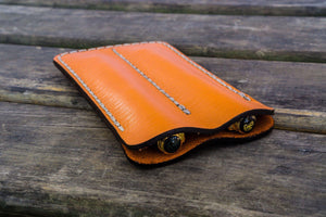 Leather Double Fountain Pen Case / Pen Sleeve - Orange-Galen Leather