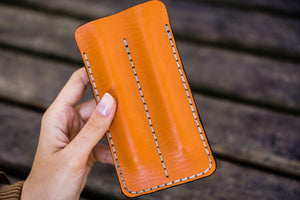 Leather Double Fountain Pen Case / Pen Sleeve - Orange-Galen Leather