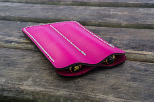 Leather Double Fountain Pen Case / Pen Sleeve - Pink-Galen Leather