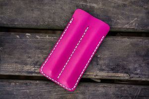Leather Double Fountain Pen Case / Pen Sleeve - Pink-Galen Leather