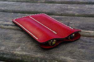 Leather Double Fountain Pen Case / Pen Sleeve - Red-Galen Leather