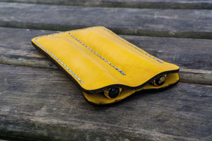 Leather Double Fountain Pen Case / Pen Sleeve - Yellow-Galen Leather