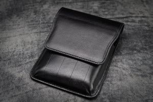 Leather Flap Pen Case for Five Pens - Black-Galen Leather