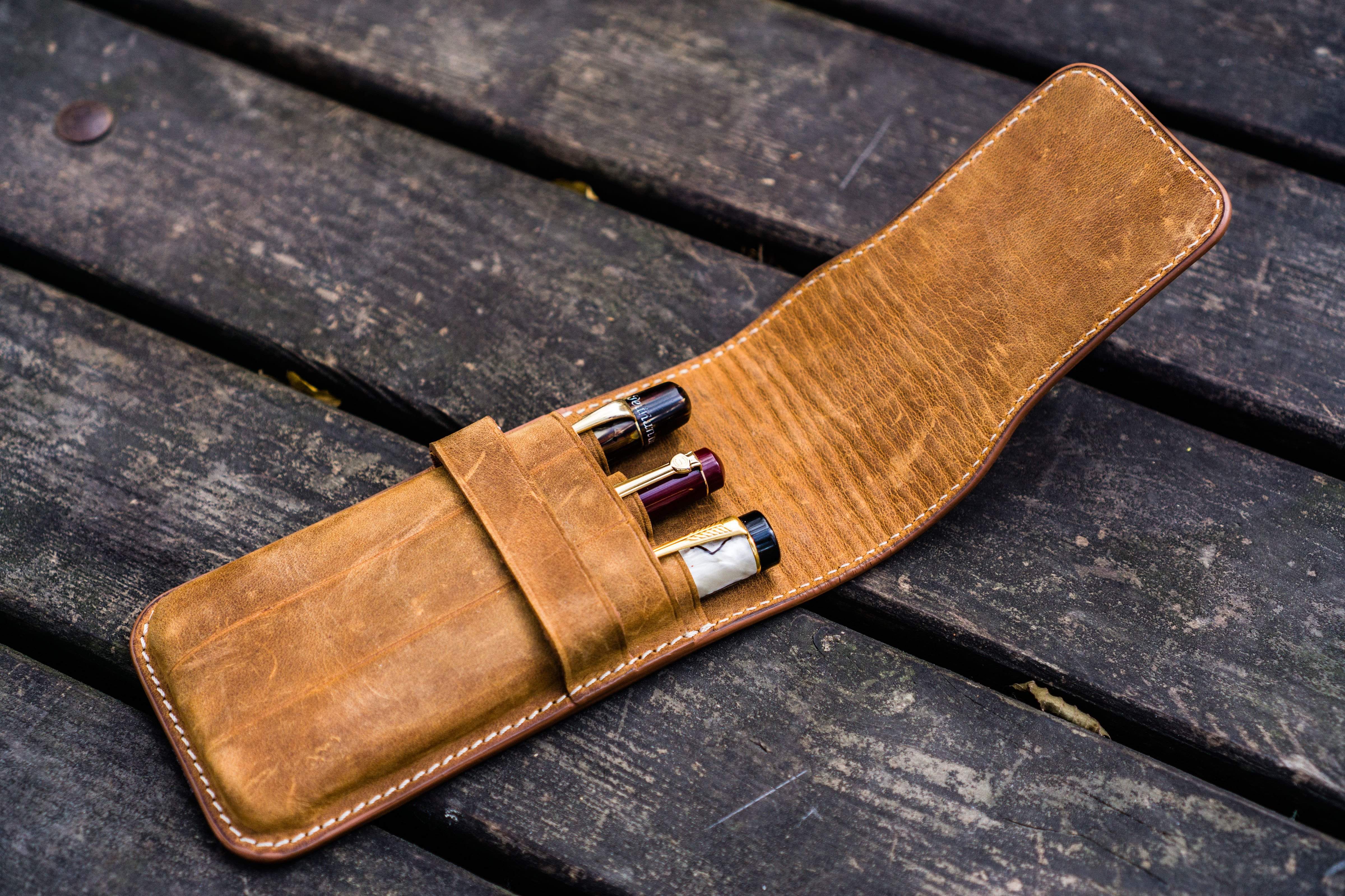 Leather Pen Cases/Sleeves with Flap - Galen Leather