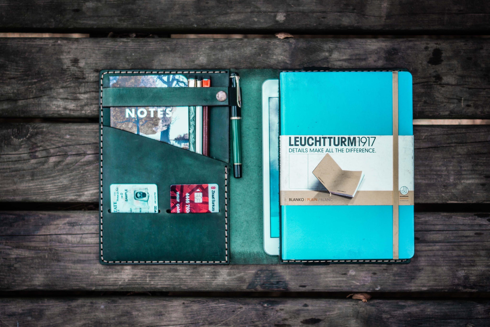 Leather Leuchtturm1917 A5 Notebook Cover - Crazy Horse Forest Green