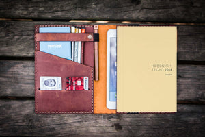 Leather Hobonichi Cousin A5 Planner Cover - Crazy Horse Tan-Galen Leather