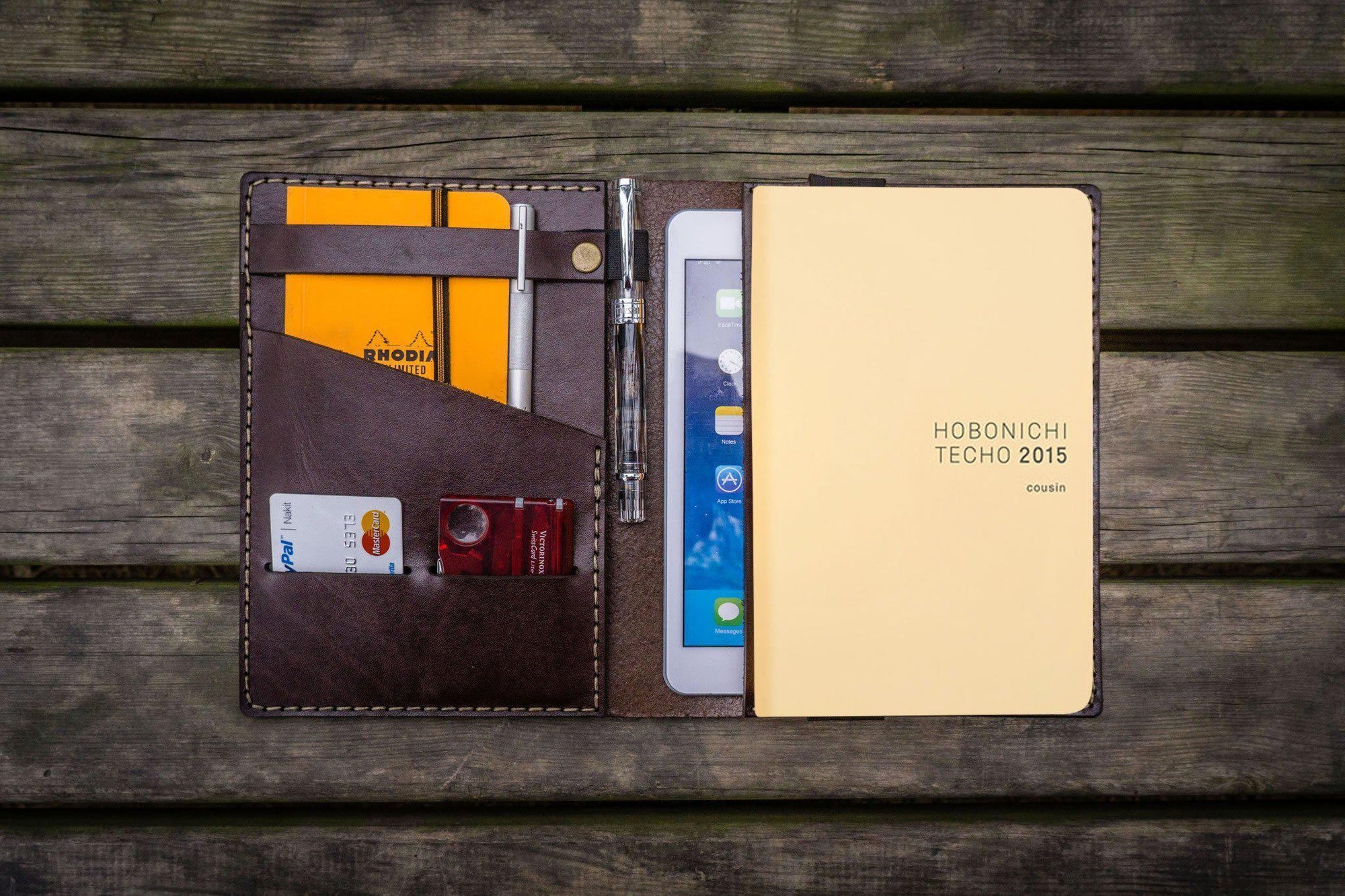 Leather Hobonichi Cousin A5 Planner Cover - Dark Brown-Galen Leather
