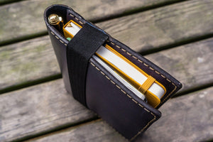 Leather Hobonichi Cousin A5 Planner Cover - Navy Blue-Galen Leather