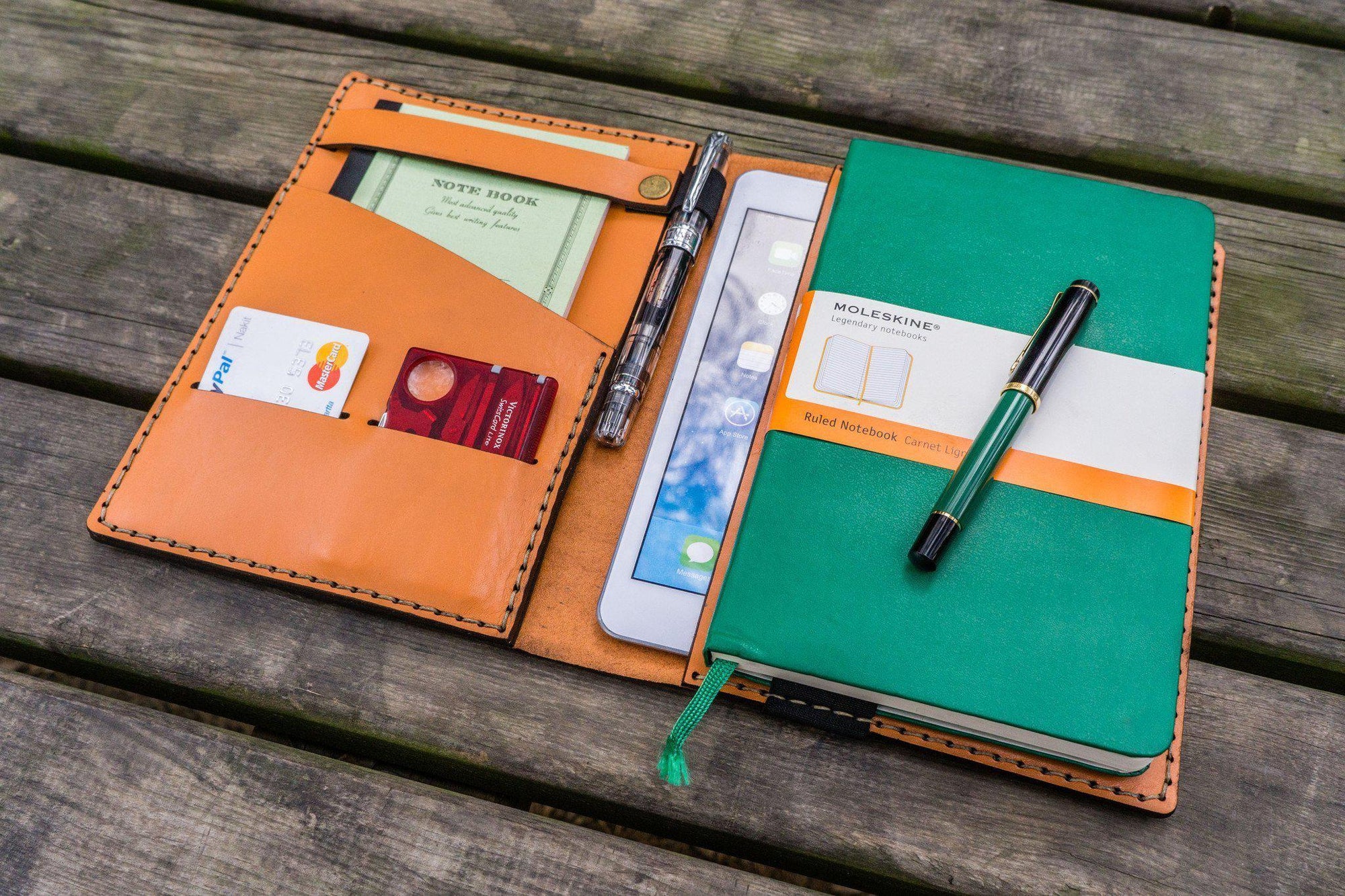 Leather Hobonichi Cousin A5 Planner Cover - Orange - Galen
