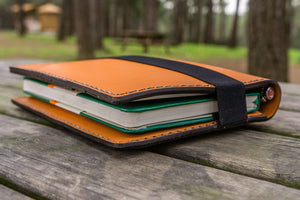 Leather Hobonichi Cousin A5 Planner Cover - Orange-Galen Leather
