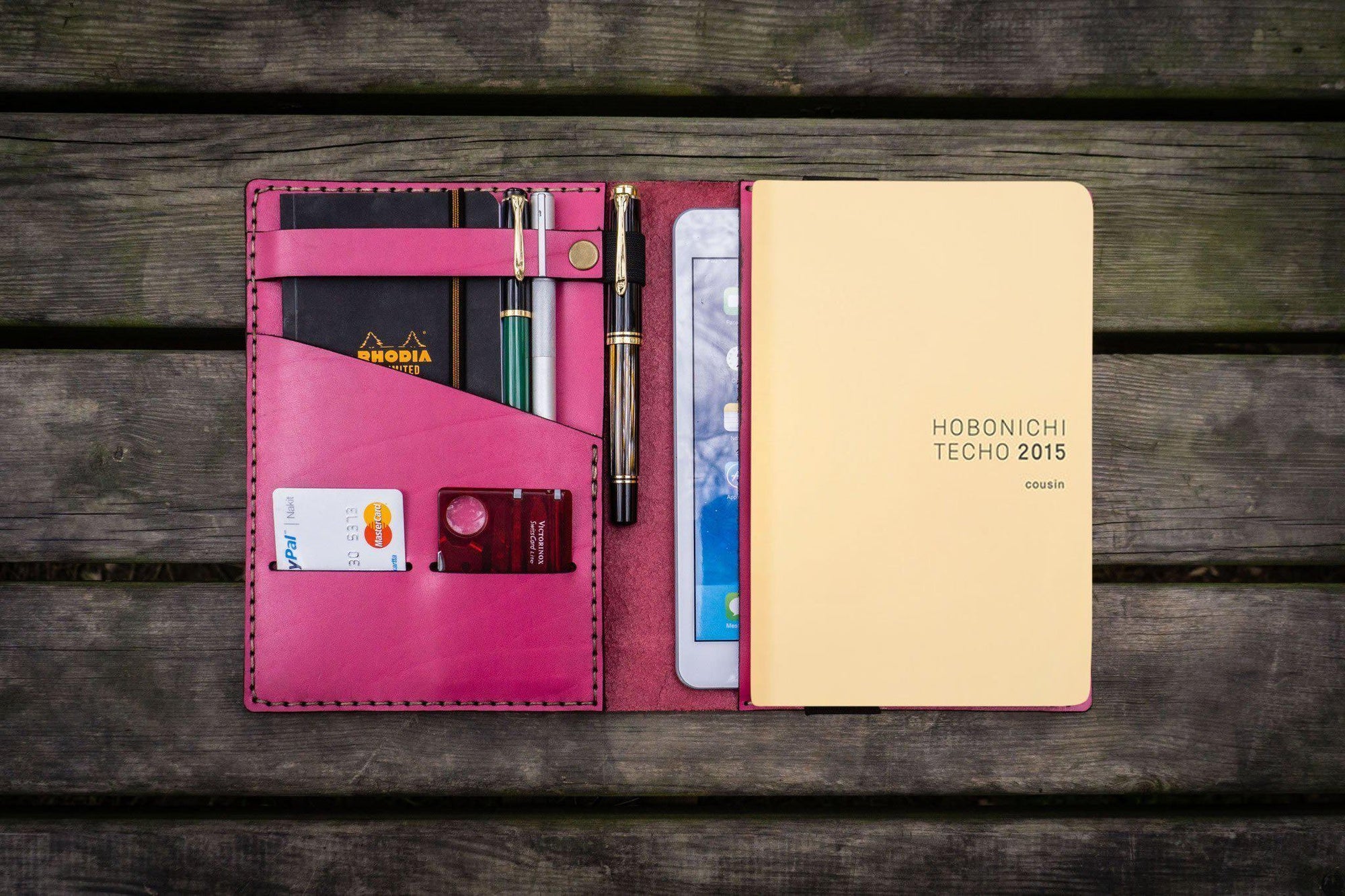 Leather Hobonichi Cousin A5 Planner Cover - Pink-Galen Leather