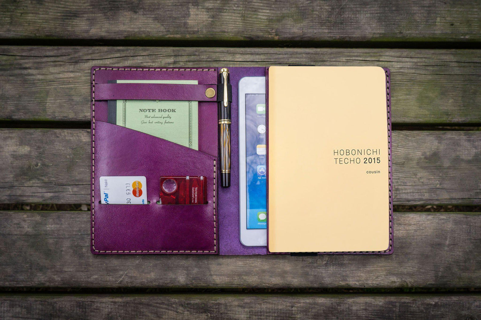 Leather Hobonichi Cousin A5 Planner Cover - Purple