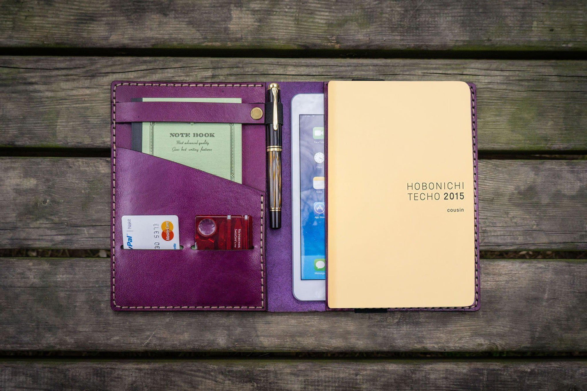 Leather Hobonichi Cousin A5 Planner Cover - Purple-Galen Leather