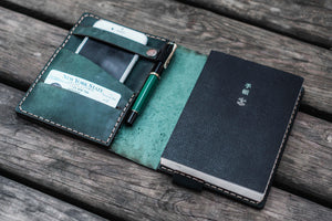 Leather Hobonichi Techo (A6) Planner Cover - Crazy Horse Forest Green-Galen Leather