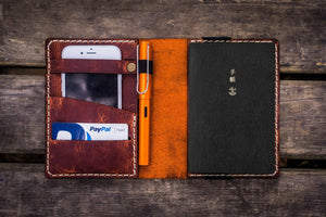 Leather Hobonichi Techo (A6) Planner Cover - Crazy Horse Orange-Galen Leather