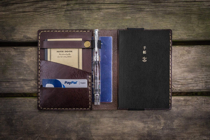 Leather Hobonichi Techo (A6) Planner Cover - Dark Brown -Galen Leather