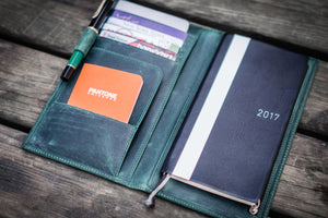 Leather Hobonichi Weeks Cover - Crazy Forest Green-Galen Leather