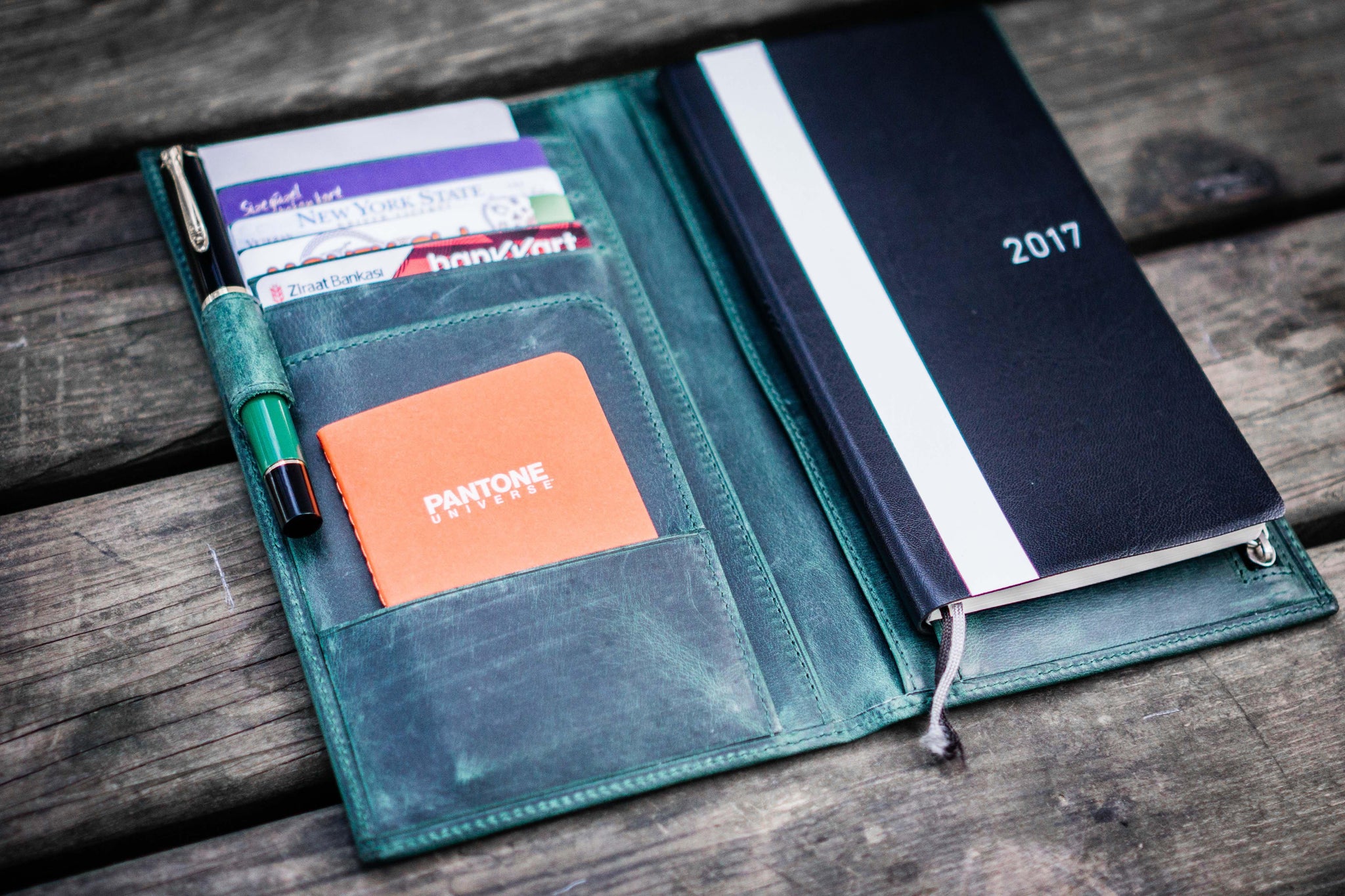 Leather Hobonichi Weeks Cover - Crazy Forest Green