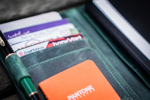 Leather Hobonichi Weeks Cover - Crazy Forest Green-Galen Leather