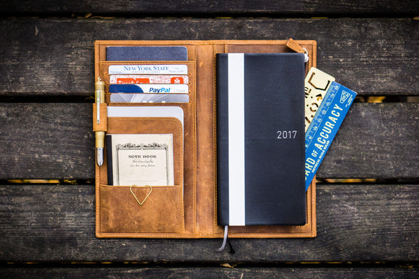 Ox Knight Capa de planejador de couro A6 para Hobonichi, Stalogy Ox Knight Capa de planejador de couro A6 para Hobonichi, Stalogy