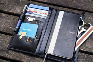 Leather Hobonichi Weeks Mega Cover - Black-Galen Leather