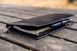 Leather Hobonichi Weeks Mega Cover - Black-Galen Leather