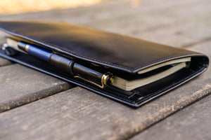 Leather Hobonichi Weeks Mega Cover - Black-Galen Leather