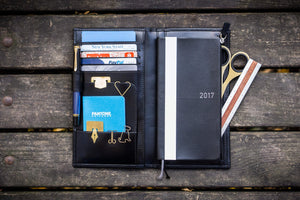 Leather Hobonichi Weeks Mega Cover - Black-Galen Leather