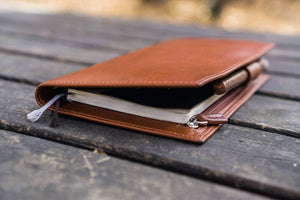 Leather Hobonichi Weeks Mega Cover - Brown-Galen Leather