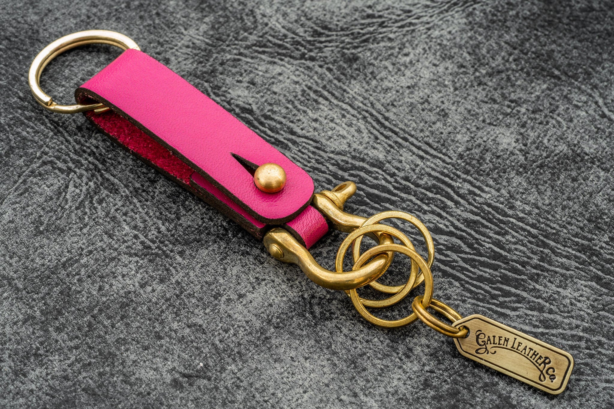 Pink Monogram Leather Keychain