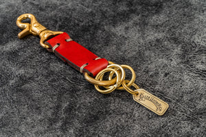 Handmade Leather Tassel Keychain Clip Red / Antique Brass Clip