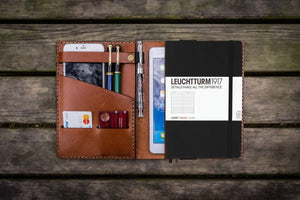 Leather Leuchtturm1917 A5 Notebook Cover - Brown - Bullet Journal Cover-Galen Leather