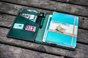 Leather Leuchtturm1917 A5 Notebook Cover - Crazy Horse Forest Green-Galen Leather