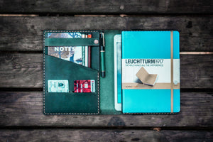 Leather Leuchtturm1917 A5 Notebook Cover - Crazy Horse Forest Green-Galen Leather