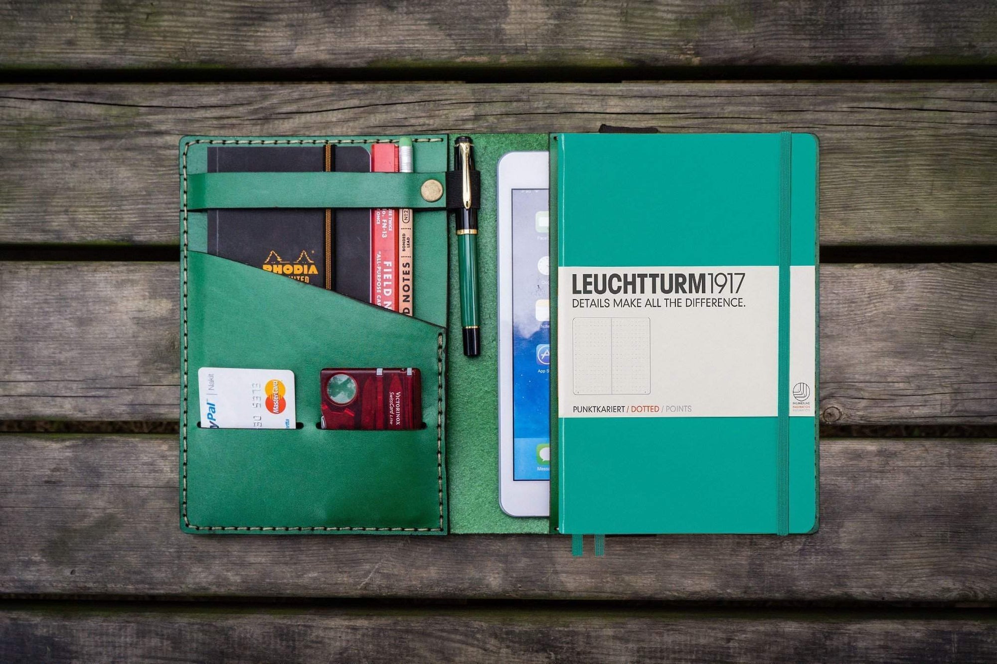 Leather Leuchtturm1917 A5 Notebook Cover - Green-Galen Leather