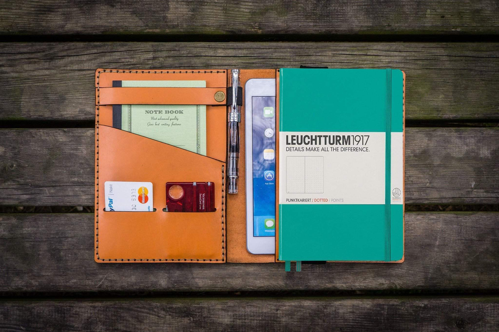 Leather Leuchtturm1917 A5 Notebook Cover - Orange-Galen Leather