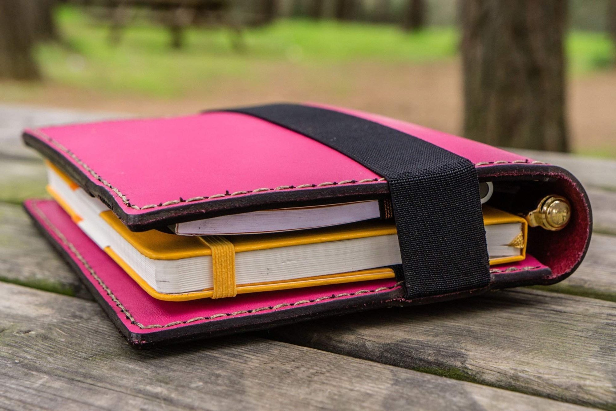 Leather Leuchtturm1917 A5 Notebook Cover - Pink - Galen Leather