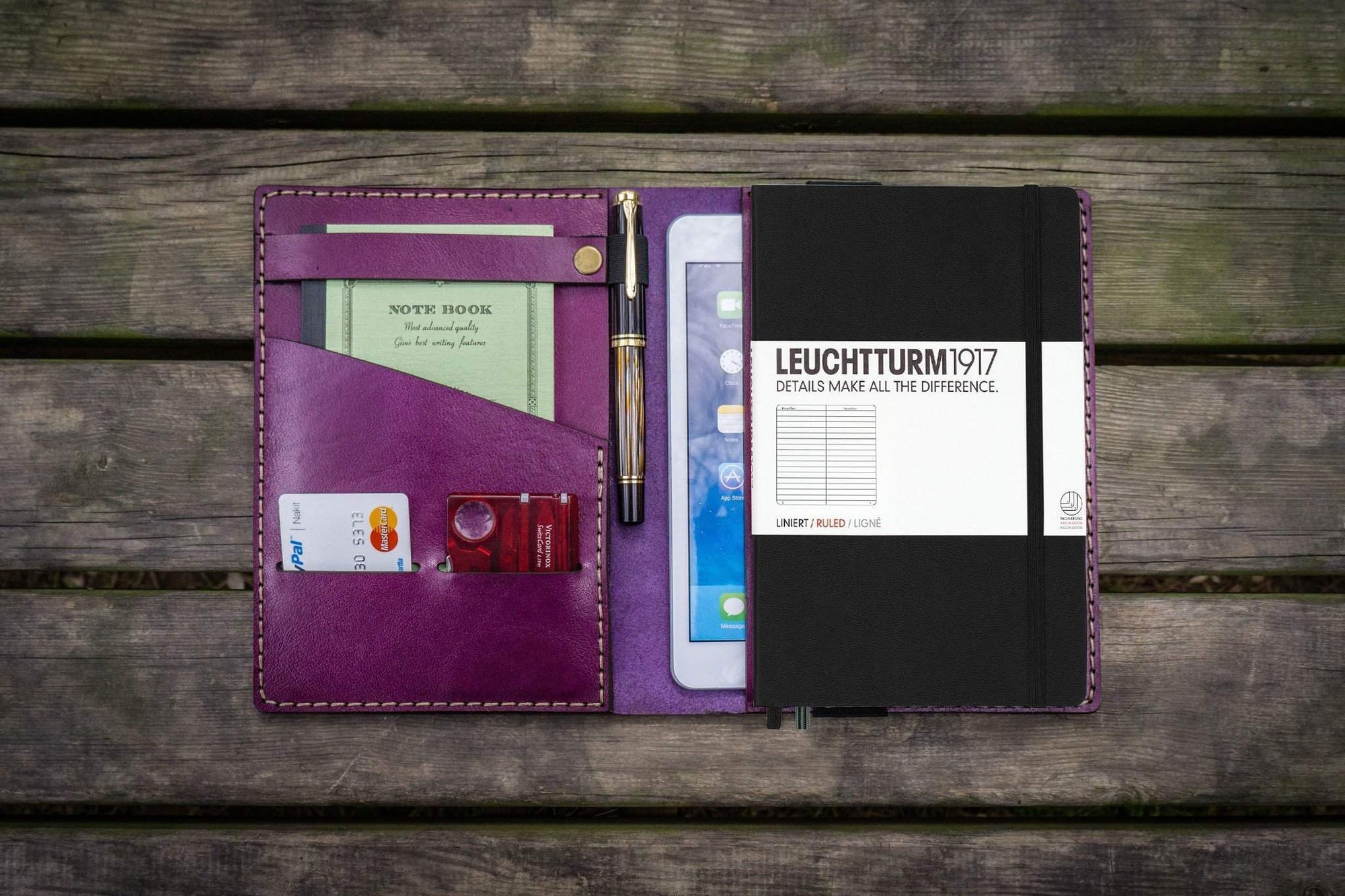 Leather Leuchtturm1917 A5 Notebook Cover - Purple-Galen Leather