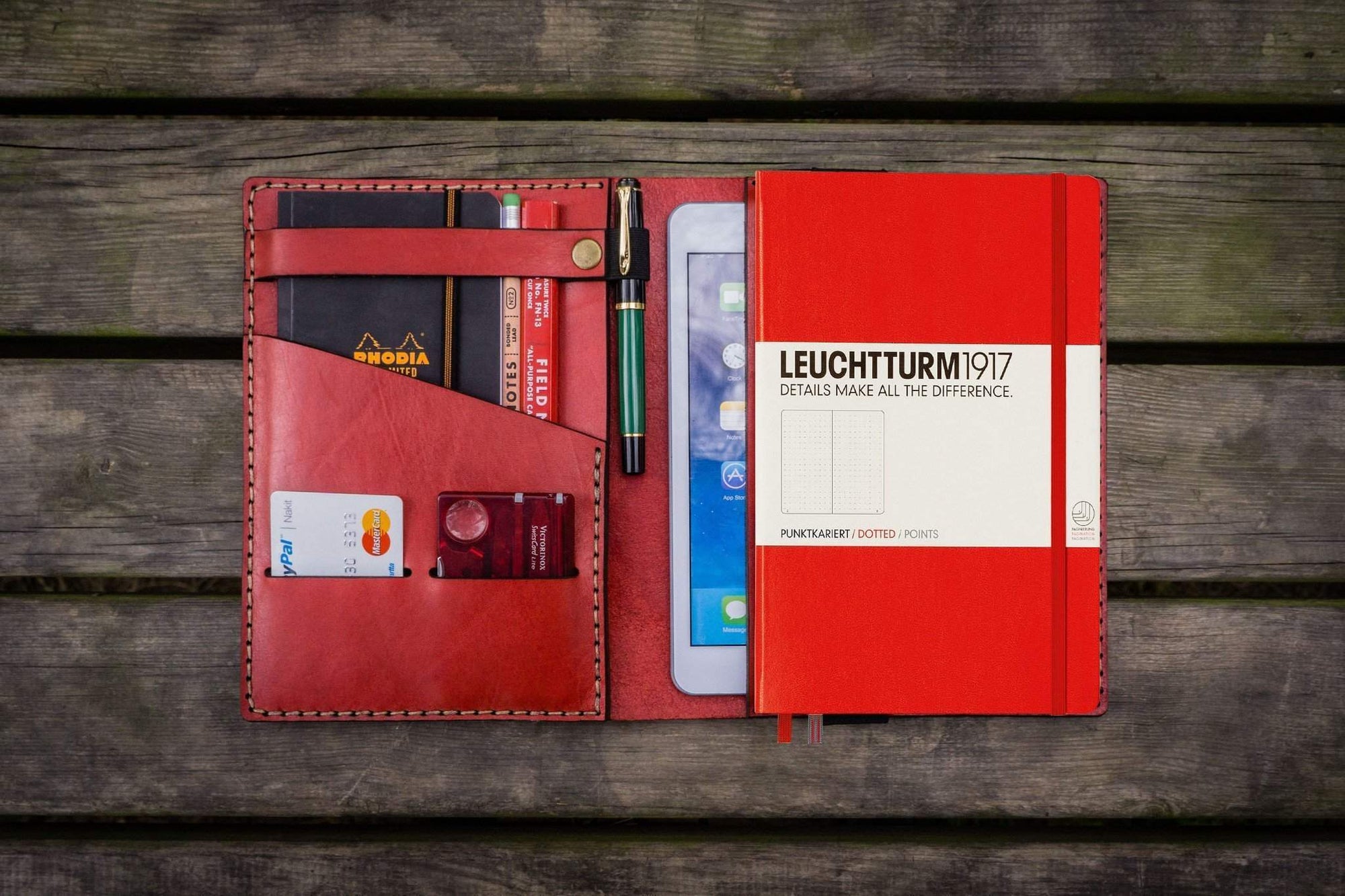 Leather Leuchtturm1917 A5 Notebook Cover - Red-Galen Leather