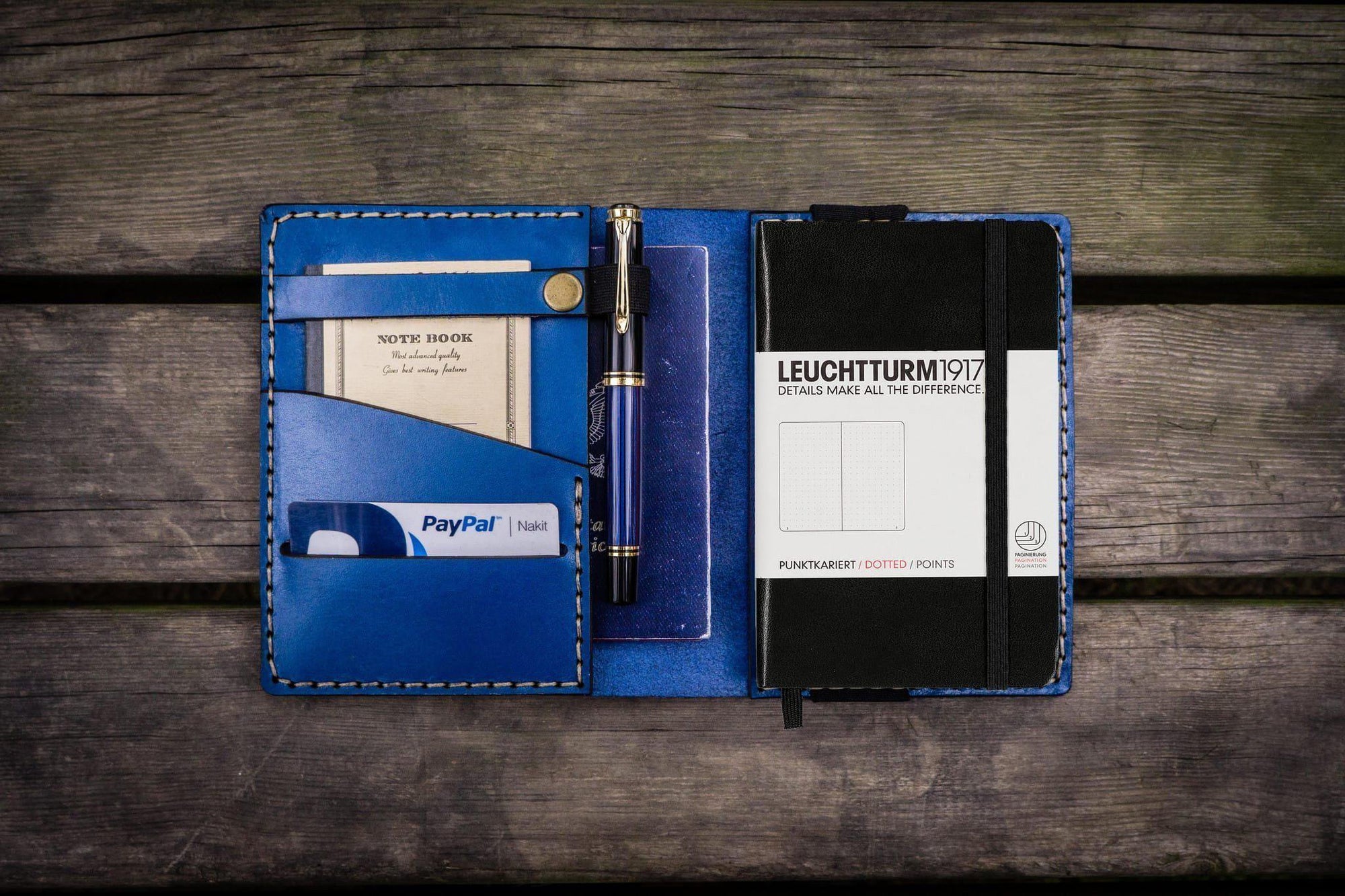 Leather Leuchtturm1917 A6 Notebook Cover - Blue-Galen Leather