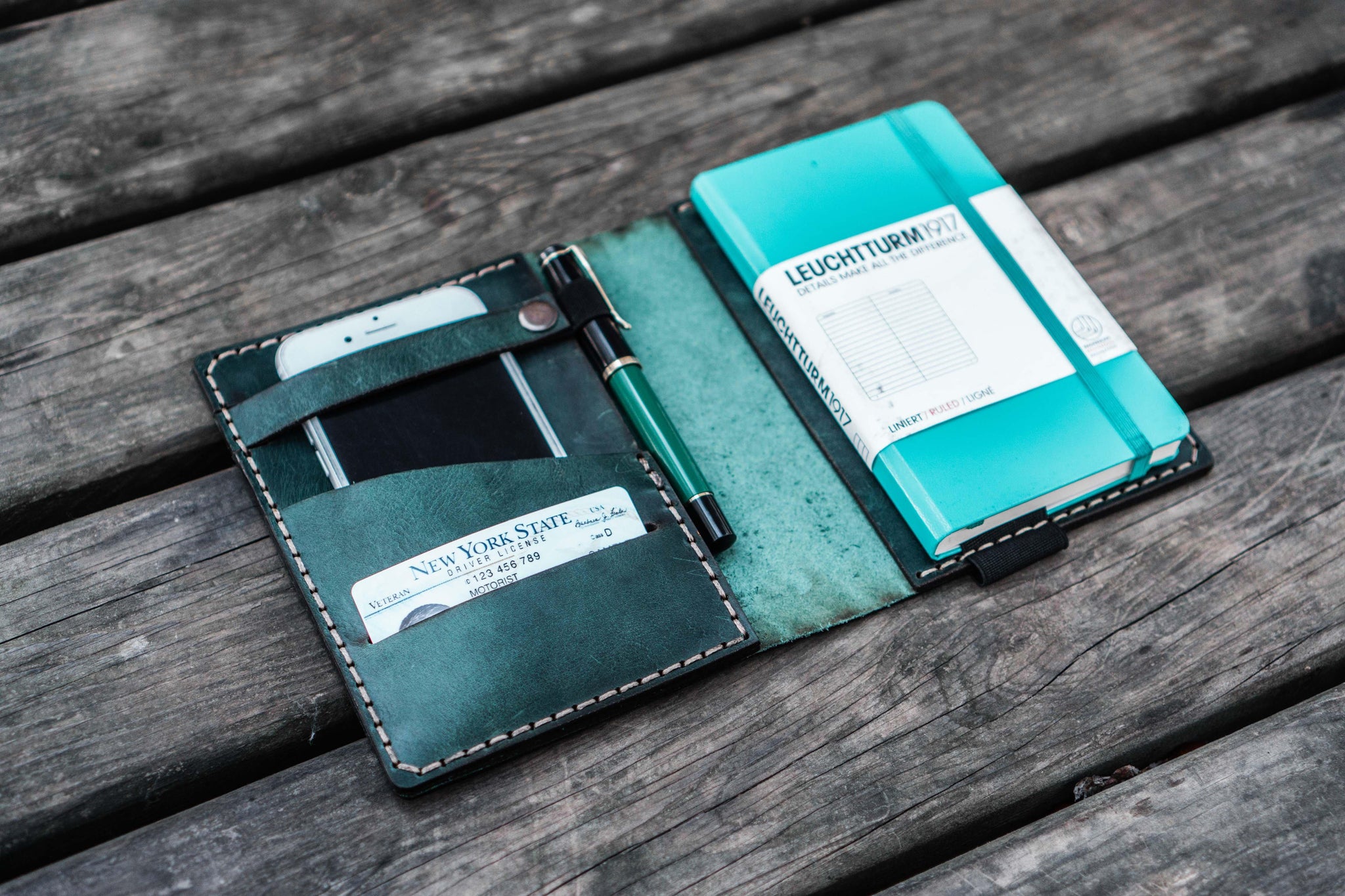 Leather Leuchtturm1917 A6 Notebook Cover - Crazy Horse Forest Green - Galen  Leather