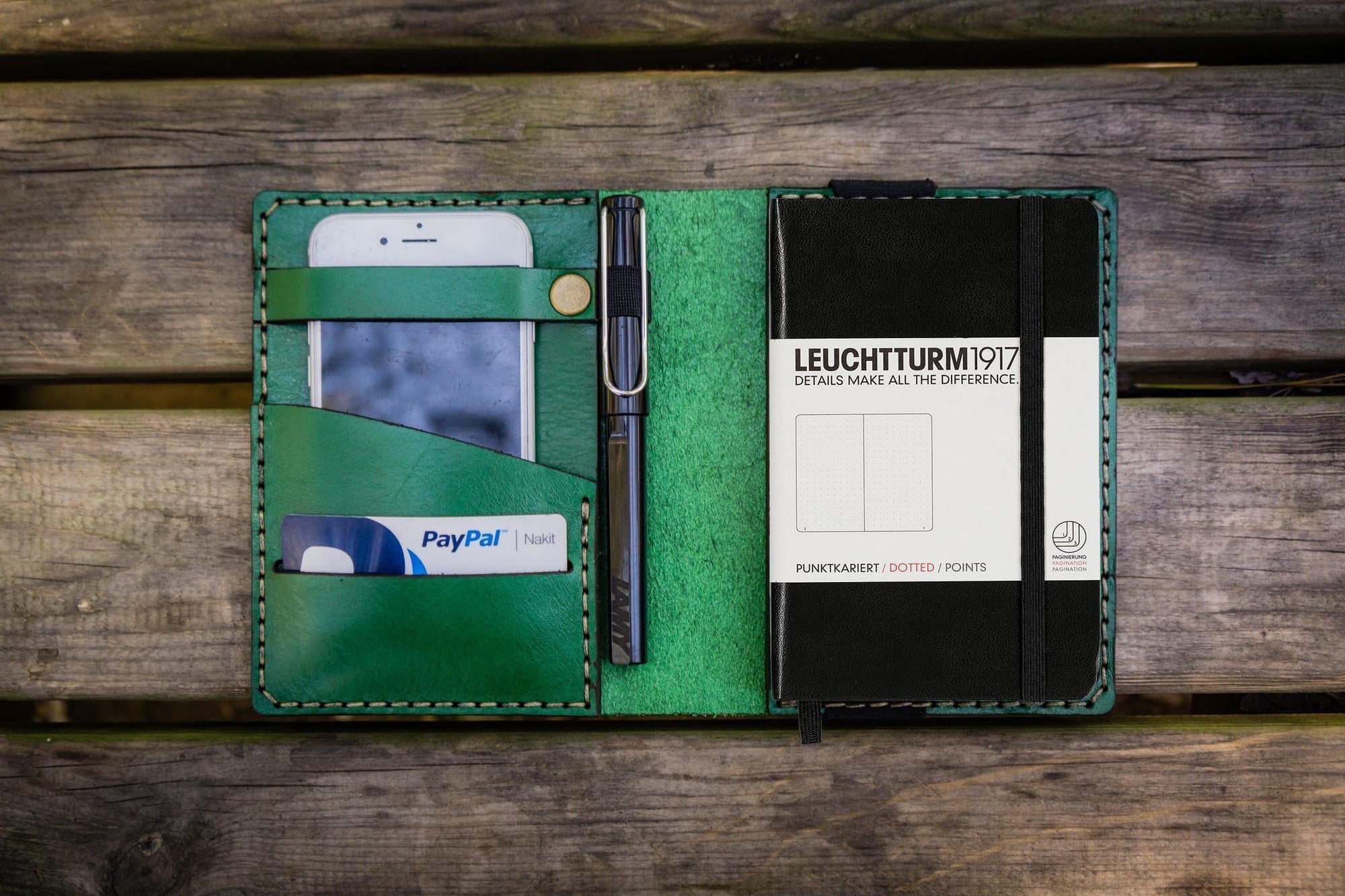 Leather Leuchtturm1917 A6 Notebook Cover - Green-Galen Leather