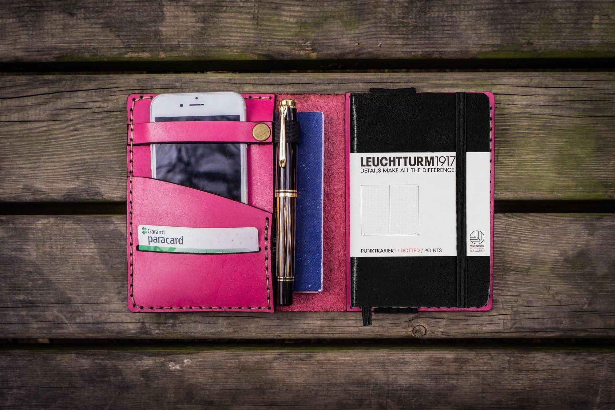 Leather Leuchtturm1917 A6 Notebook Cover - Pink-Galen Leather