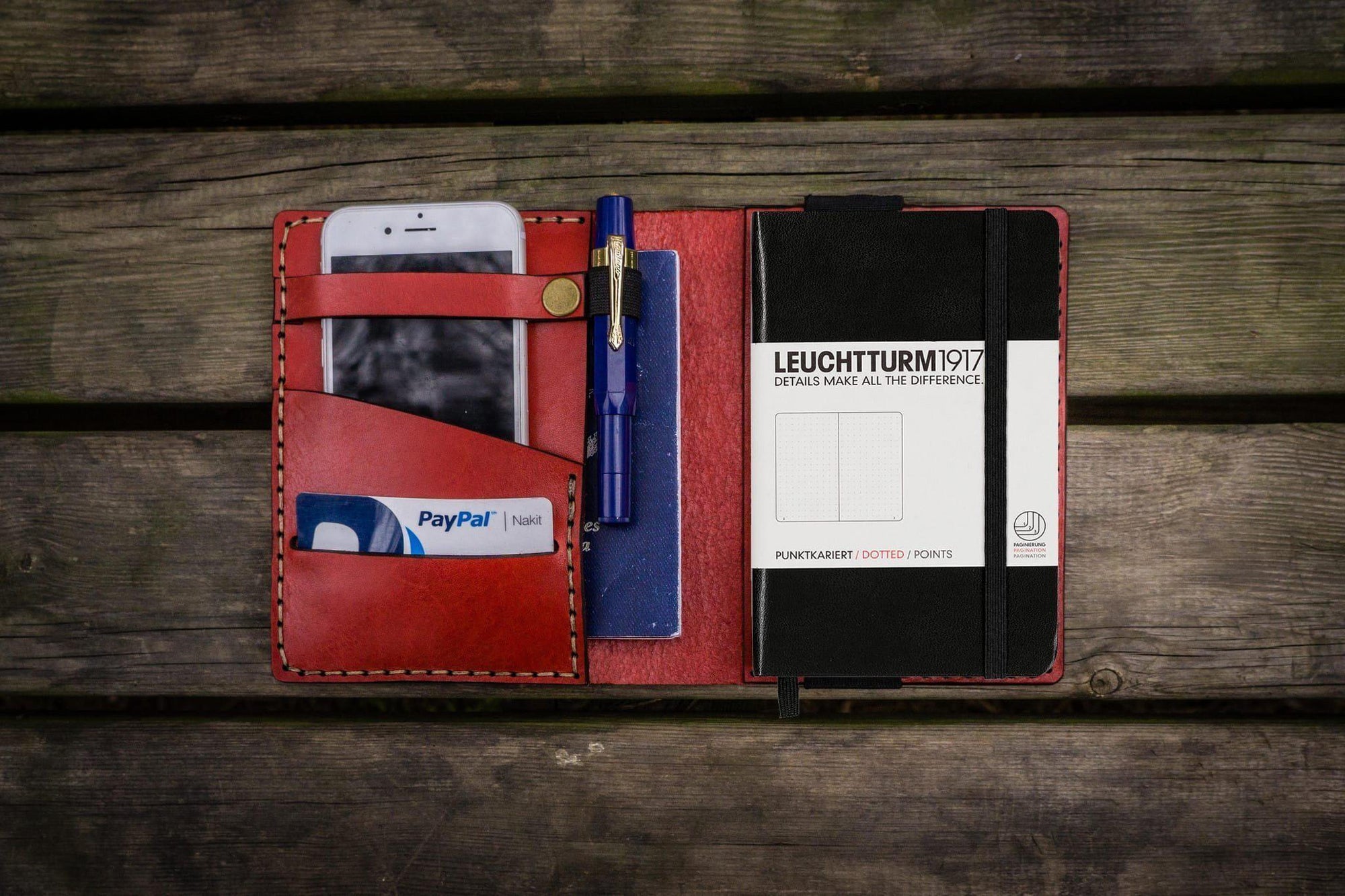 Leather Leuchtturm1917 A6 Notebook Cover - Red-Galen Leather