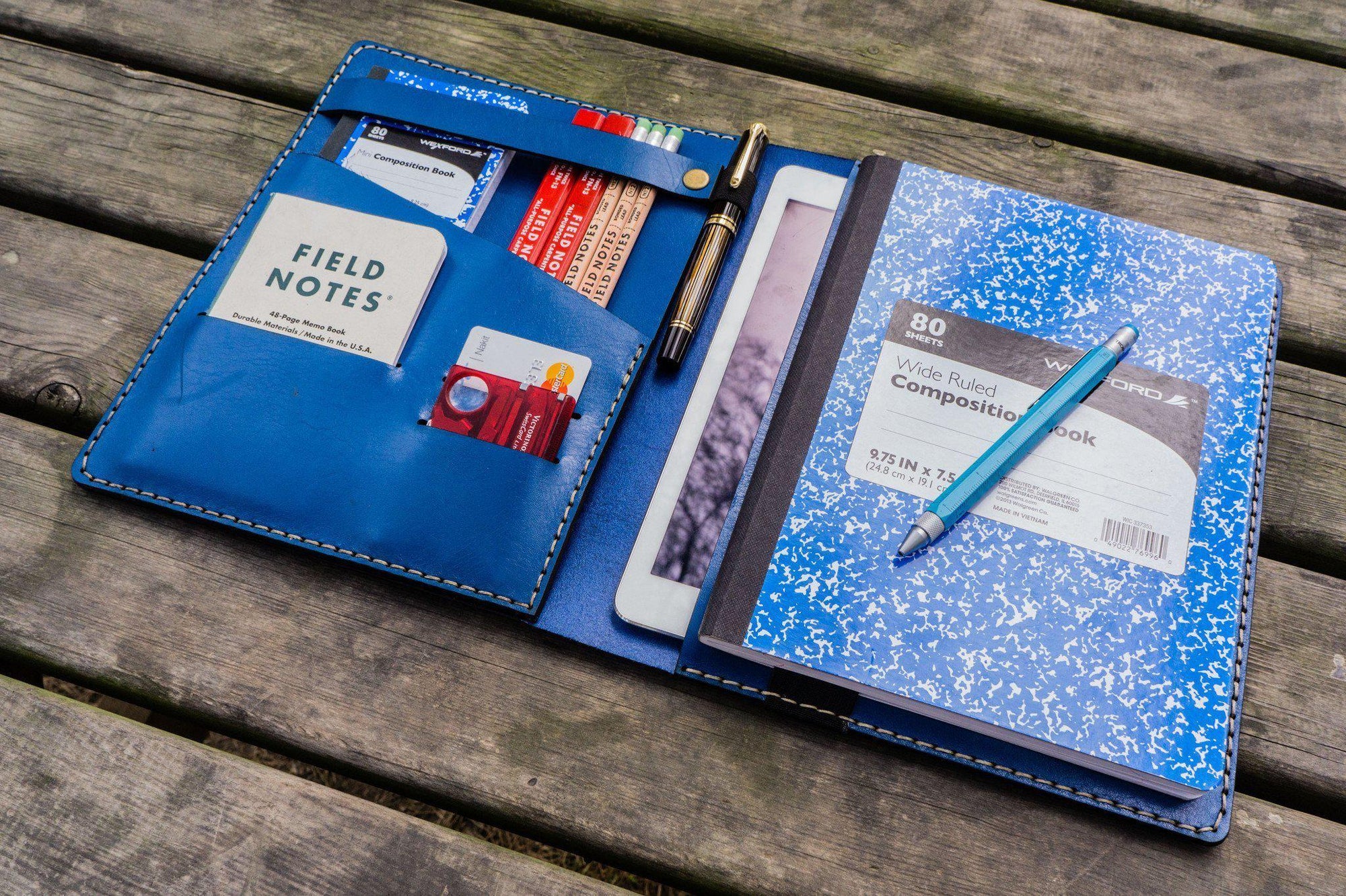 Leather Leuchtturm1917 B5 Notebook & Ipad Air/Pro Cover Blue Galen Leather