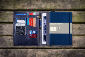 Leather Leuchtturm1917 B5 Notebook & iPad Air/Pro Cover - Navy Blue-Galen Leather