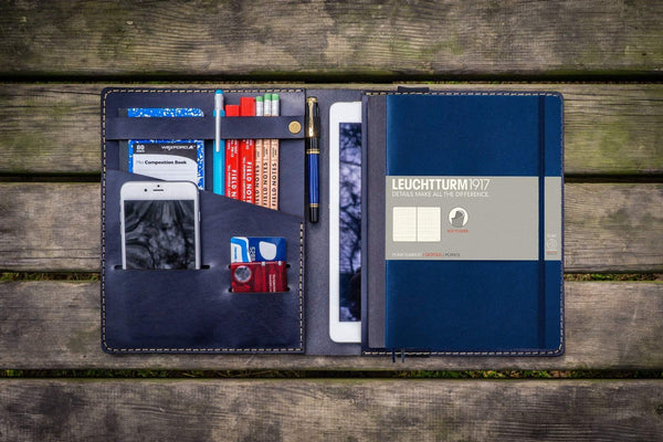 Leather Leuchtturm1917 B5 Notebook & Ipad Air - Pro Cover - Navy