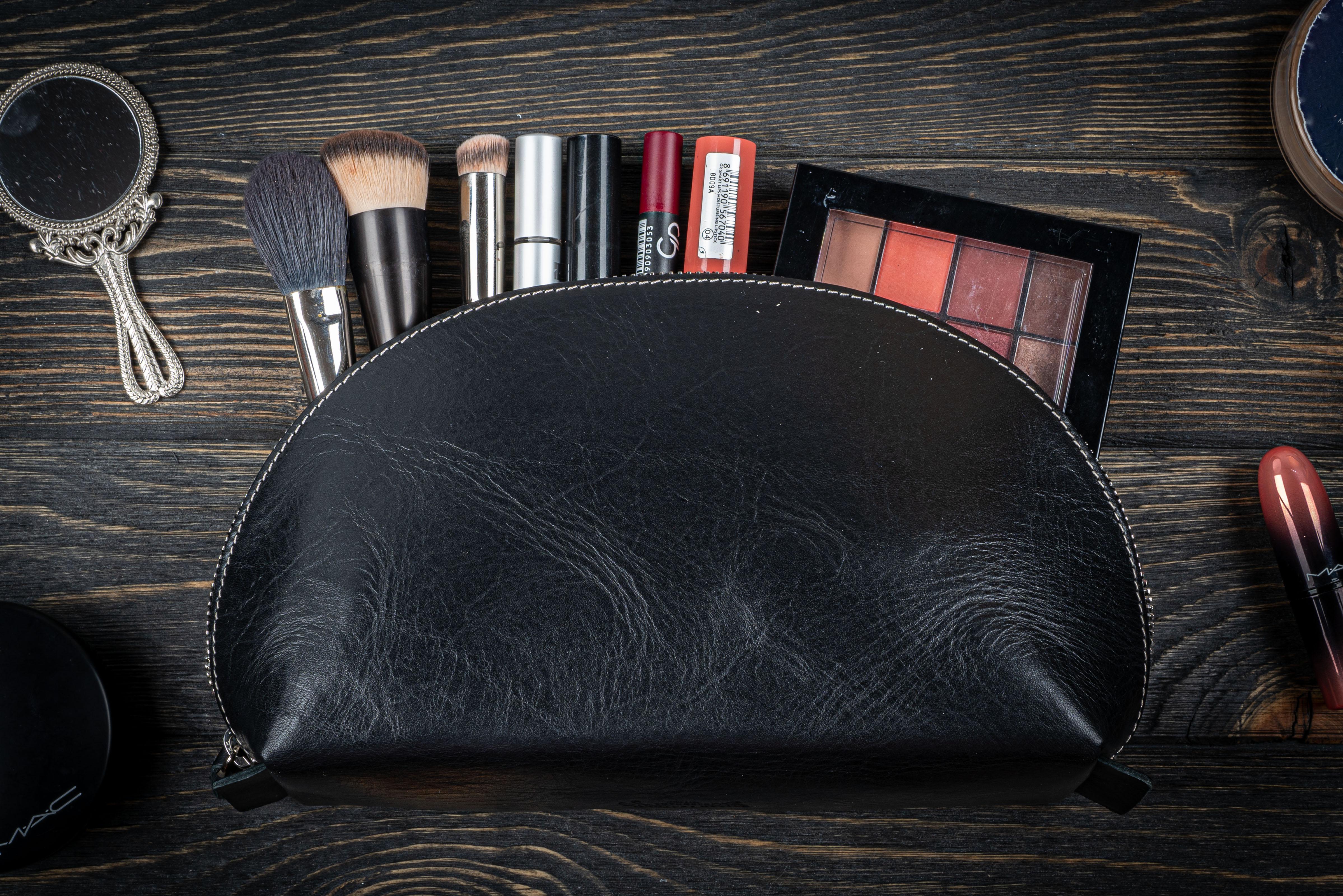 plain black makeup bag