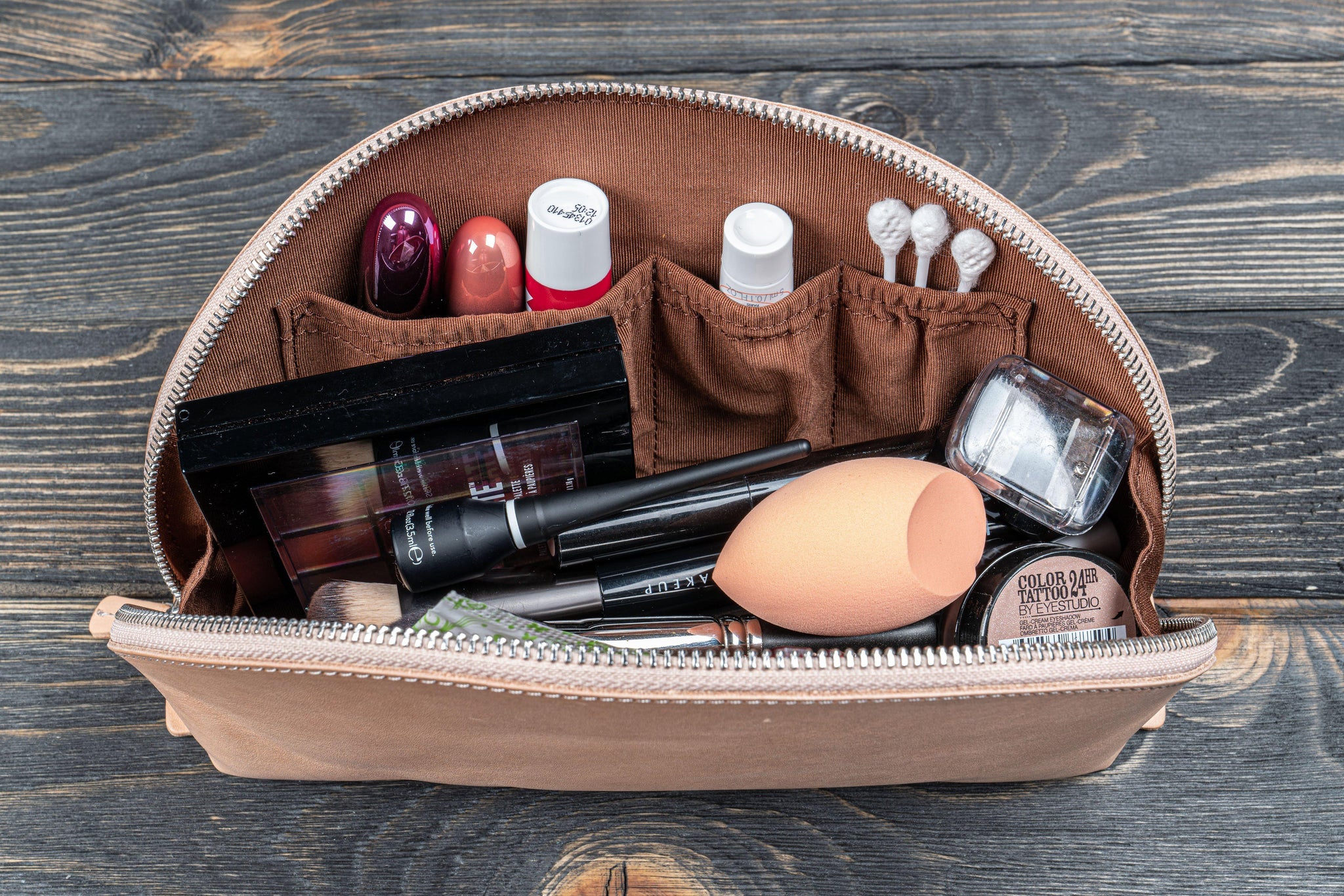 Small Leather Cosmetic Makeup Bag Toiletry Bag Galen Leather