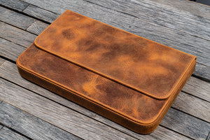 Leather Magnum Opus 12 Slots Hard Pen Case with Removable Pen Tray - Crazy Horse Brown-Galen Leather